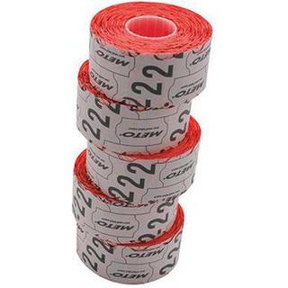 Meto etiket 32x19mm med permanent lim 2 neon rød, 1000 stk