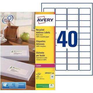 Avery LR7654-100 Etiketter af genbrugspapir med QuickPEEL™ 45,7x25,4mm 100ark