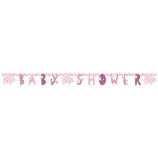 Baby shower banner 1,6 m. - Pink Floral Elephant