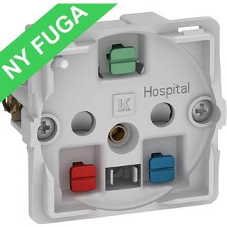 Fuga stikk. hospital 2-pol m/jord og LED lampe