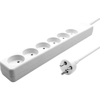 MicroConnect Dansk 230V 6-stikdåse med jordstik, hvid | 15 meter | PRIS-MATCH