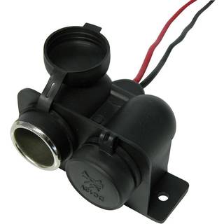 Dobbelt Strømudtag Til Fastmontering - 12/24V - 15 Amp - Hurtig levering