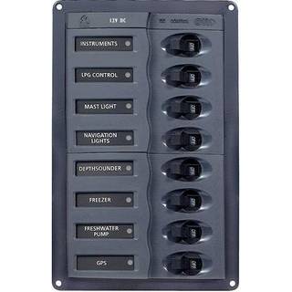 Strømafbryderpanel / sikringspanel BEP Marine DC Panel 8-Way Vertical, med 8 automatsikringer
