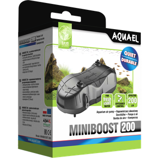 Aquael Miniboost 200 Luftpumpe – Kompakt og Støjsvag Til Akvarier