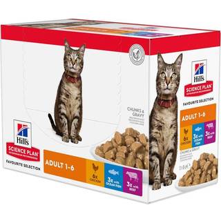 Hill's Science Plan Voksen vådfoder til kat med kylling, oksekød og havfisk 12x85 g