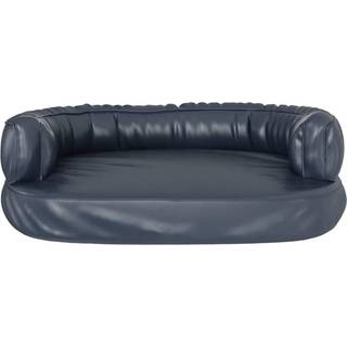 ergonomisk hundeseng 75x53 cm skum og kunstlæder mørkeblå