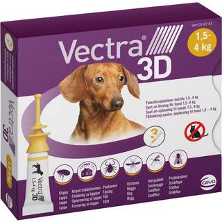 Vectra 3D Spot-On til hunde, 1,5-4 kg - 3 pipetter