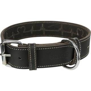 Trixie Rustic fat leather leash Heartbeat L: 47-55 cm/40 mm black