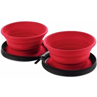 Hunter Silicone Travel Bowl with Bag List Hundetilbehør størrelse 2 x 750 ml farve red