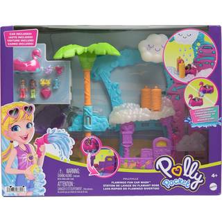 Polly Pocket Pollyville Flamingo Fun Car Wash Playset
