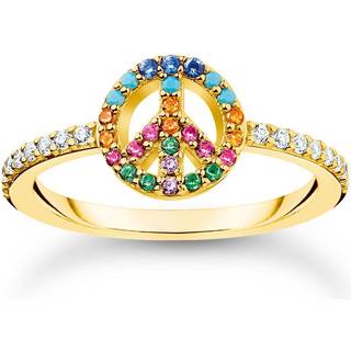 Thomas Sabo TR2373-488-7 Damen-Ring Peace Goldfarben Bunte Steine