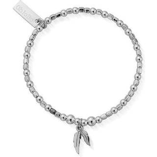 ChloBo Childrens Silver Cube Double Feather Bracelet - Silver - 15cm
