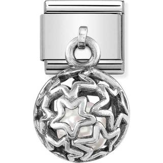 Nomination Silver Stars + White Pearl Hanging Cage Charm