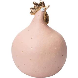 Høne Rose quartz/gold H13cm