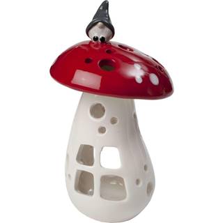 Lantern Nisse på svamp H 17cm
