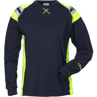 Fristads 131148 Flamestat langærmet t-shirt dame 7358 TFL / Arbejds T-shirt Marine/Hi-Vis gul L