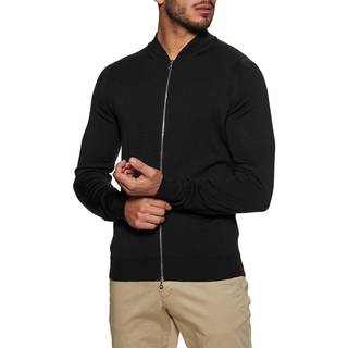 John Smedley John Smedley Black Maclean Two Way Zip Up Merino Wool Bomber Jacket