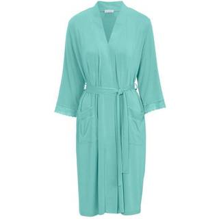 Damella Viscose Plain Lace Robe - Ivory-2 - X-Large