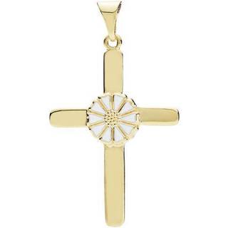 Lund Copenhagen marguerit kors - forgyldt/hvid - 906070-M