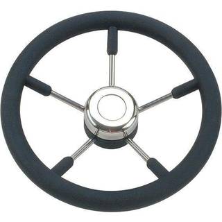 Bådrat motorbåd Savoretti Armando T9, rustfrit stål &amp; gummi, Ø350 mm, med nav, passer 3/4″ (19 mm) rataksel, sort