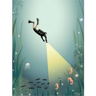 Tilbud: Spar 40% - The Diver - Plakat 15x21 cm fra ViSSEVASSE