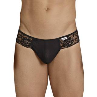 CandyMan Floral Lace Mesh Thong - Black