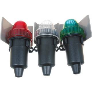 Lanterne sæt styrbord/bagbord/agter, batteridrevet, 1.5 V, 112.5°/135°, sort plast, rød/grøn/hvid, til både &lt; 12 meter + lyskilde LED