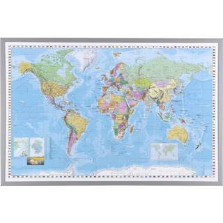 Indrammet Verdens kort 90 x 60 cm.