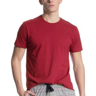 CALIDA Herren T-Shirt rot Reine Baumwolle unifarben