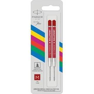 Parker Ballpoint Pen Refill | Medium spids | Rødt QUINKflow-blæk | 2 Stk