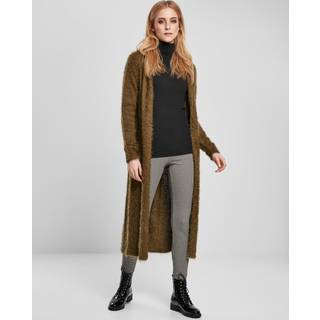 Urban Classics Dame Fjer-cardigan m. hætte Oliven