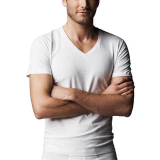 HANRO Herren T-Shirt weiß Baumwolle & Mix unifarben