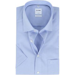 OLYMP Herren Kurzarmhemd blau kariert Comfort Fit