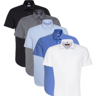 Seidensticker Herren Kurzarmhemd schwarz Slim Fit
