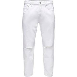 Avi Beam Crop Damage - White Denim - Slim fit - Herre - 28/32 - Only & Sons