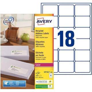 Avery LR7161-100 Etiketter af genbrugspapir med QuickPEEL™ 63,5x46,6mm 100ark