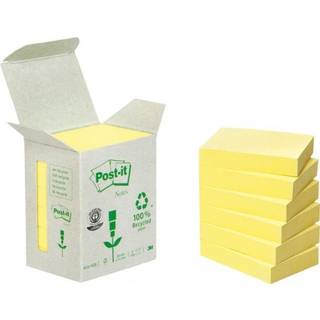 Post-It Recycled 653 notes 38x51mm gul 6 blokke
