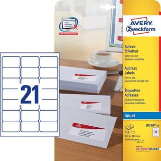 Avery J8160-10 adresse etiketter til blækprinter 63,5x38,1mm 10ark