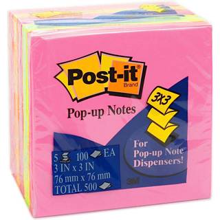 Post-It Pop-Up Notes 3 """" X 3 """" Assorterede 100 ark pr. Pude 5 puder