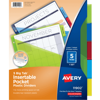 Avery 11902 Pocket Insertable DivereS Plastic 5-fan Multi-Color