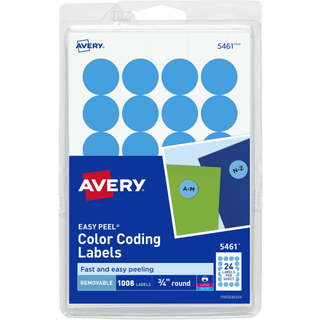 Avery Print/Skriv selvkl?bende aftagelige etiketter 0,75 tommer diameter lysebl? 1 008 pr. Pakke (5461) (05461)