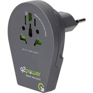 Q2Power World to Switzerland + Italy + Brazil Rejseadapter