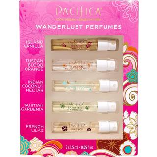 Pacifica Beauty Wanderlust Spray Perfume Trial Set Island Vanilla 5 Scent Duft Sampler Gavesæt Naturlige og æteriske olier Rengør veganer og grus