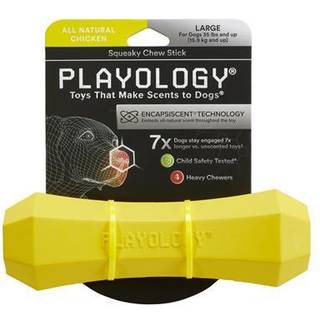 Playology Squeaky Chew Stick Dog Leget?j til mellemstore hunde op til 50 kg | At engagere helt naturlig kylling duftende tyggeleget?j til h?rde t