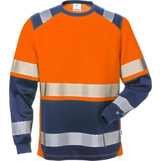 Fristads 129514 Hi Vis langærmet t-shirt kl.2 7457 / Arbejds T-shirt Hi-Vis Orange/Marine XS