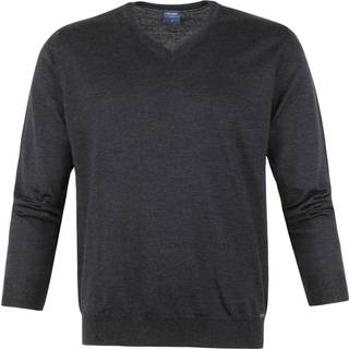 OLYMP Herren V-Pullover grau unifarben
