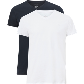 Gant 2-pak Basic V-Neck T-Shirt - White/Navy - Large
