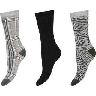 Decoy damestrømper, Organic Cotten 3-Pack, Zebra/Tern - Str. 37-41