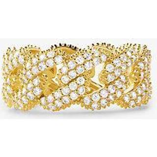 MK Precious Metal-Plated Sterling Silver Pavé Curb Link Ring - Gold - Michael Kors - EU 55