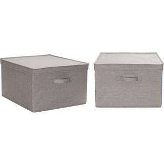 Husholdnings essentials jumbo stof opbevaringsbakker 2 pakke gr? s?lv